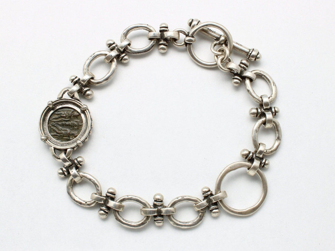 Sterling Silver Bracelet, Constantine II Roman Bronze, 00239