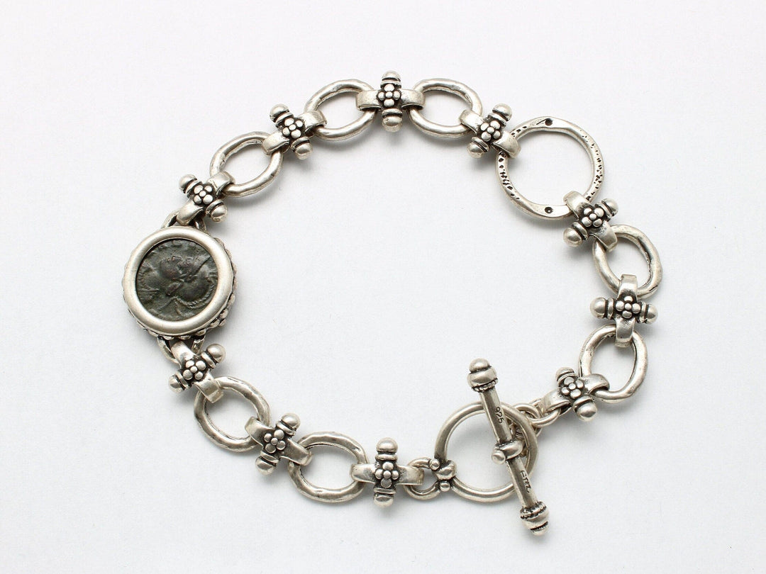 Sterling Silver Bracelet, Constantine II Roman Bronze, 00239