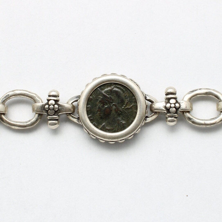 Sterling Silver Bracelet, Constantine II Roman Bronze, 00239