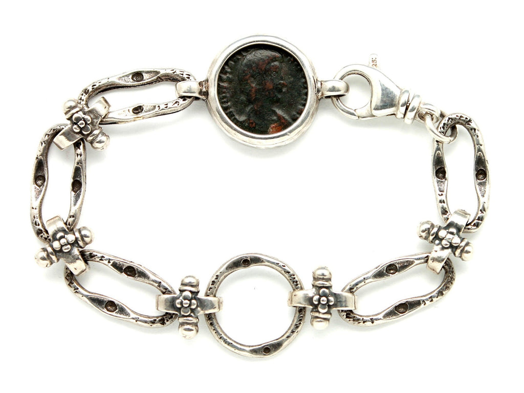Sterling Silver Bracelet, Constantine II Roman Bronze, 2089