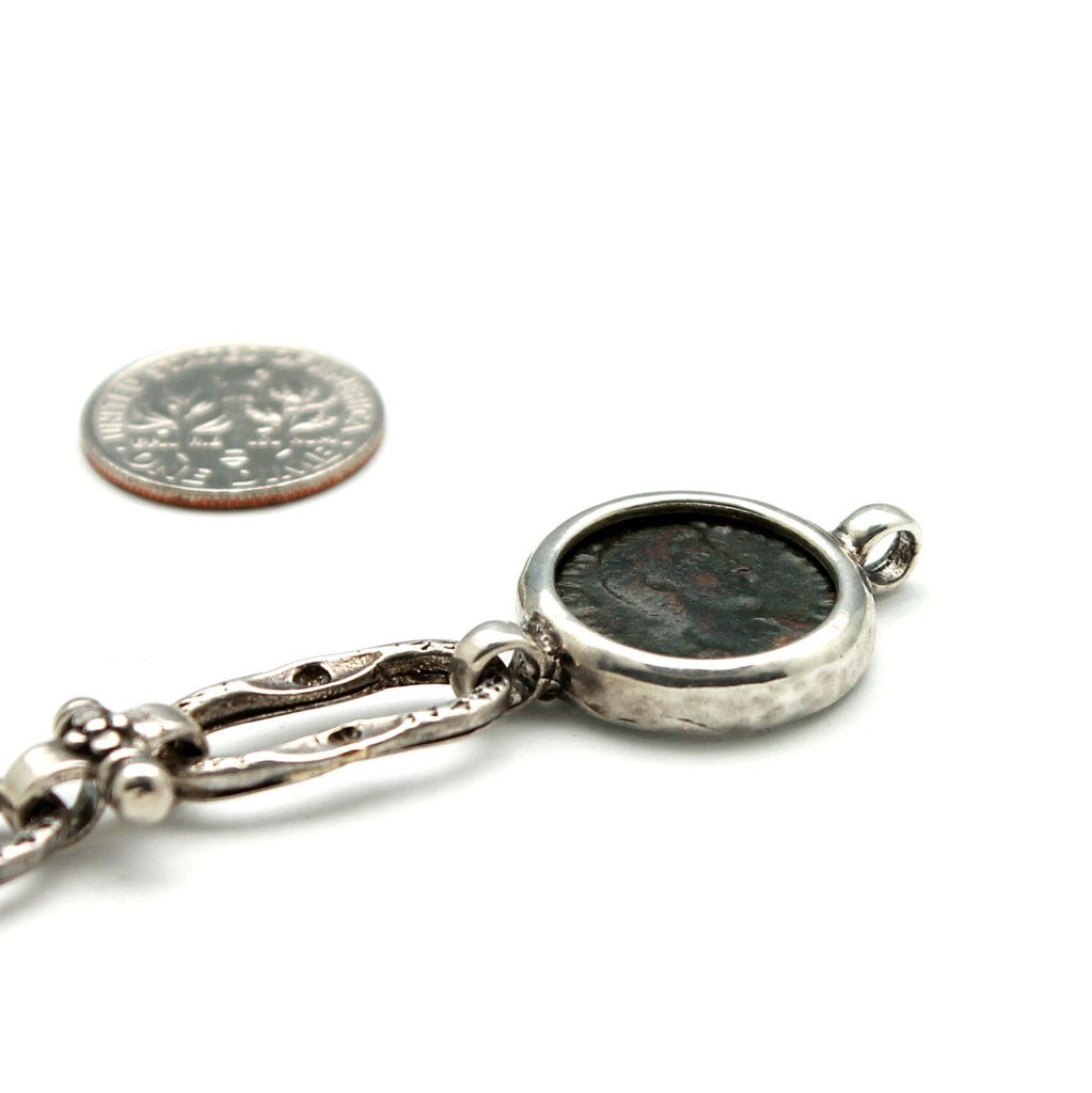 Sterling Silver Bracelet, Constantine II Roman Bronze, 2089