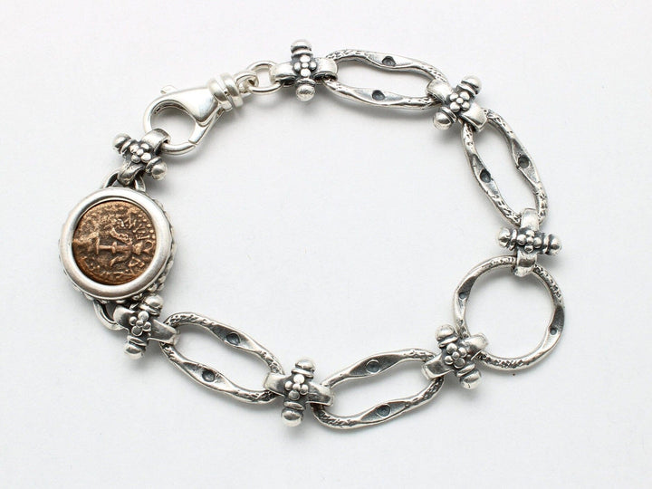 Sterling Silver Bracelet, Widows Mite, Ancient Prutah Coin, 00234