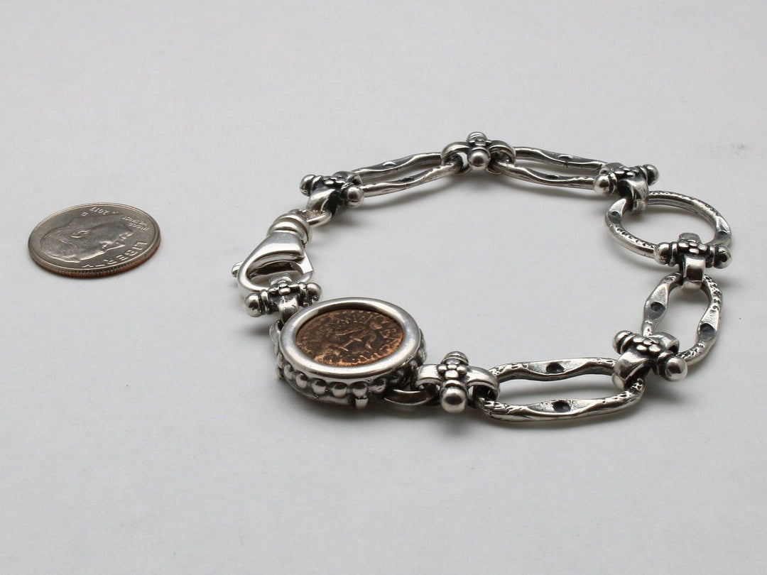 Sterling Silver Bracelet, Widows Mite, Ancient Prutah Coin, 00234