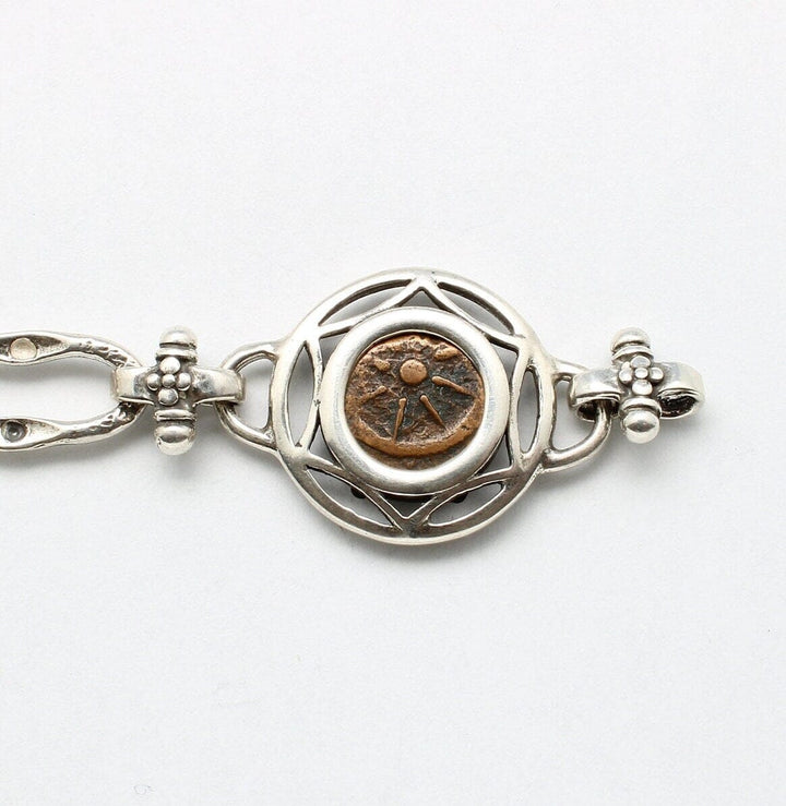 Sterling Silver Bracelet, Widows Mite, Ancient Prutah Coin, 00237