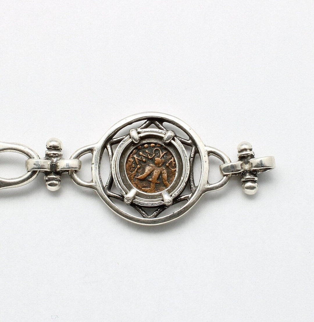 Sterling Silver Bracelet, Widows Mite, Ancient Prutah Coin, 00237