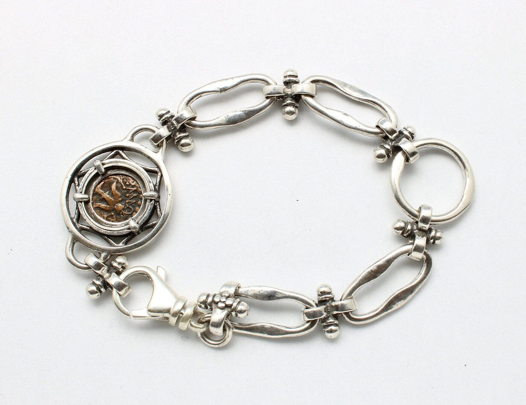 Sterling Silver Bracelet, Widows Mite, Ancient Prutah Coin, 00237