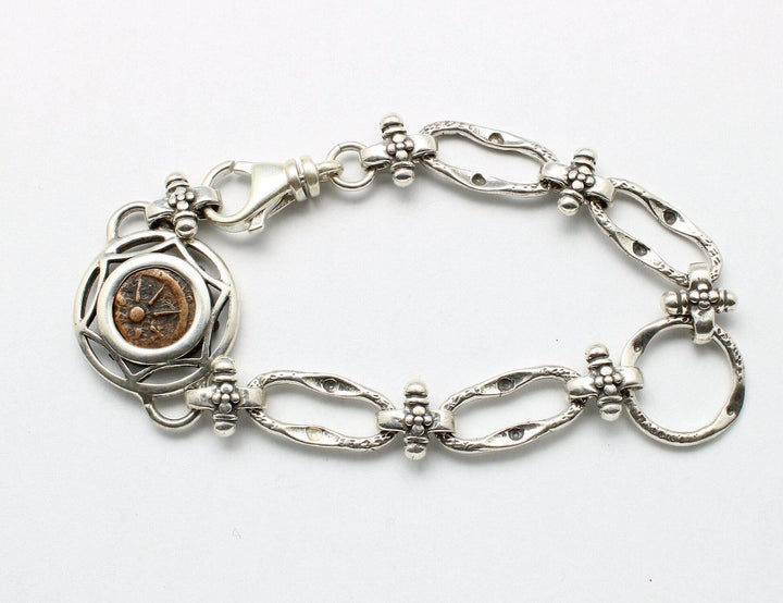 Sterling Silver Bracelet, Widows Mite, Ancient Prutah Coin, 00237