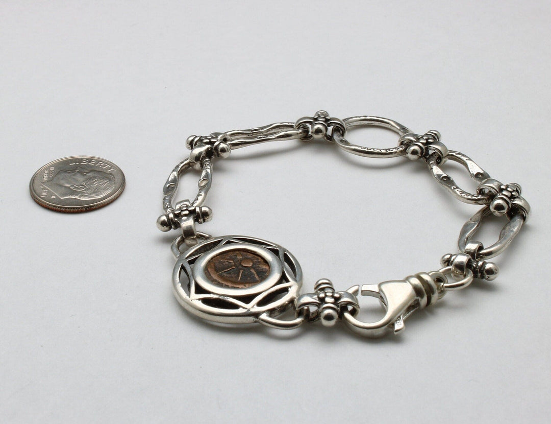 Sterling Silver Bracelet, Widows Mite, Ancient Prutah Coin, 00237