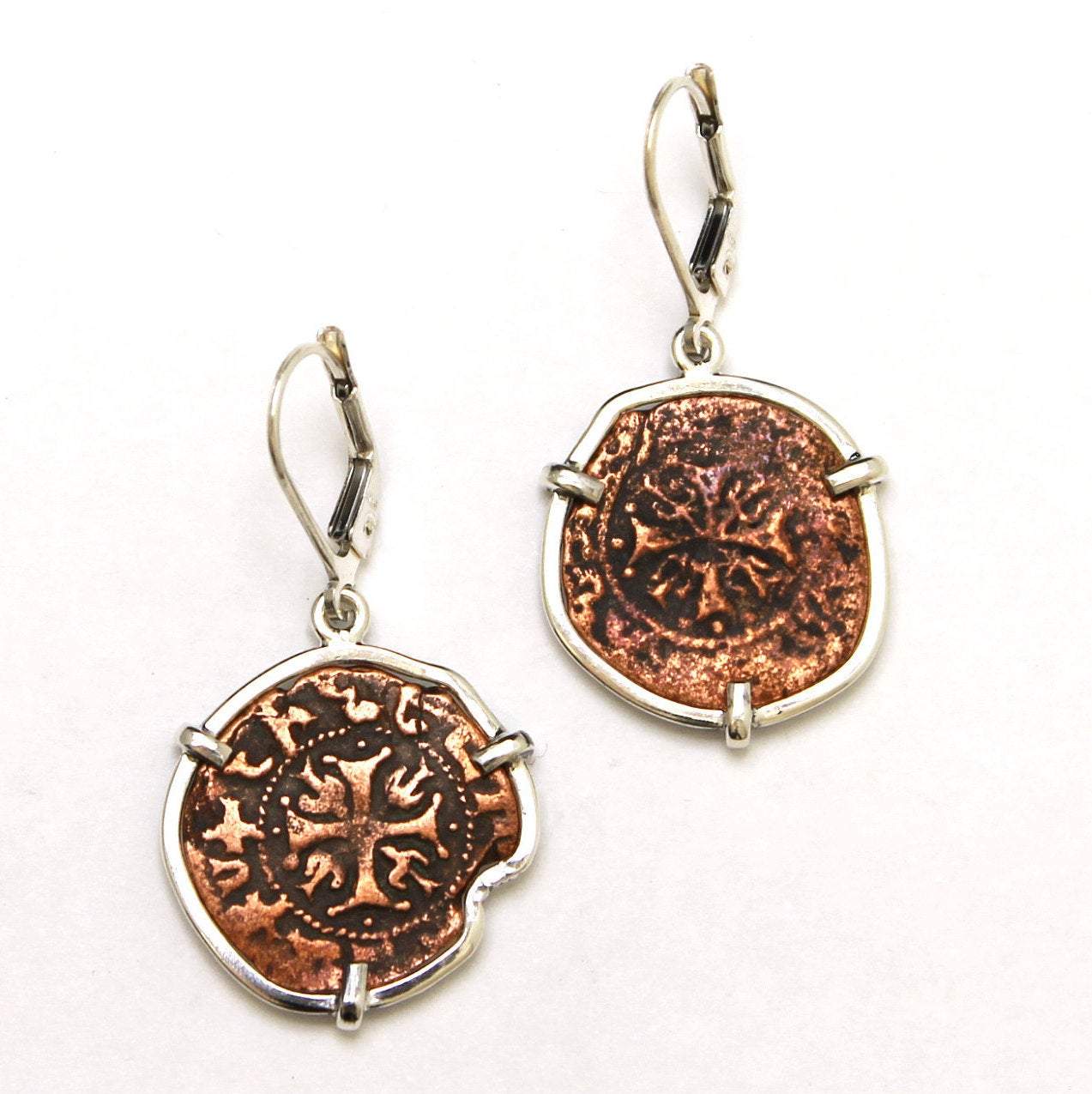 Sterling Silver Earrings, Kardez Crusader Coins, 7034