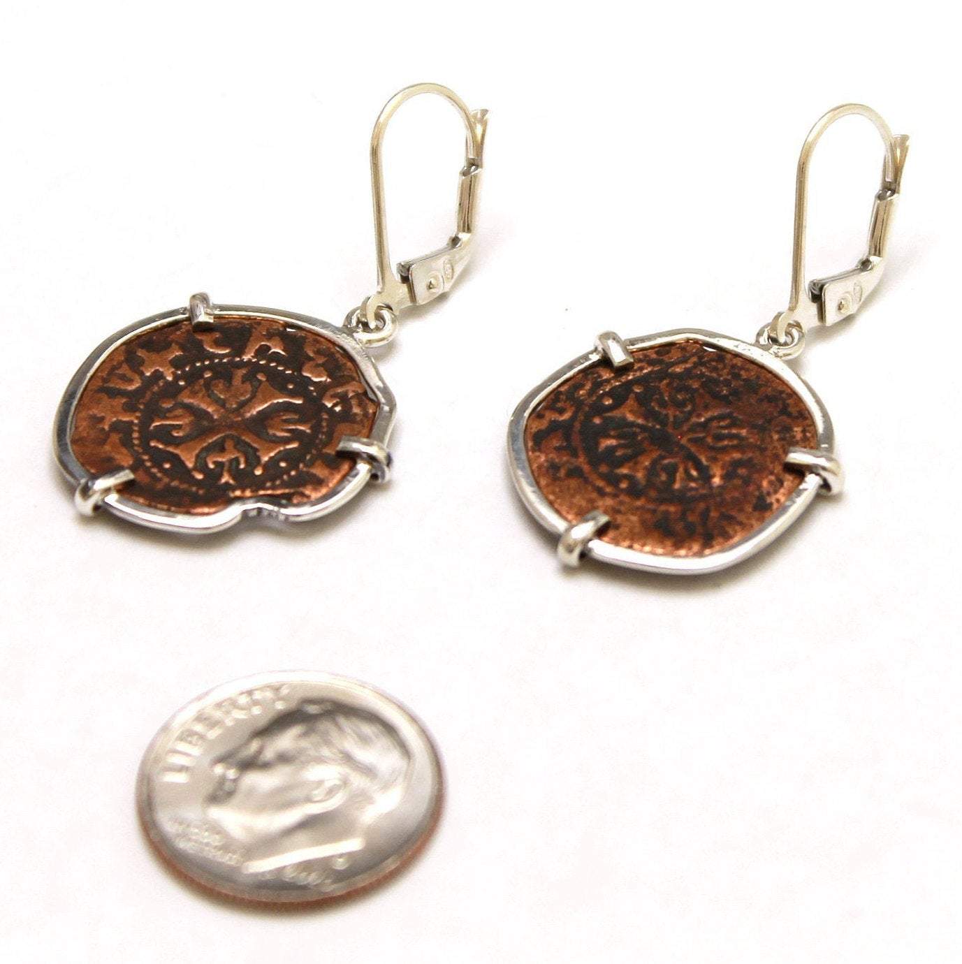 Sterling Silver Earrings, Kardez Crusader Coins, 7034