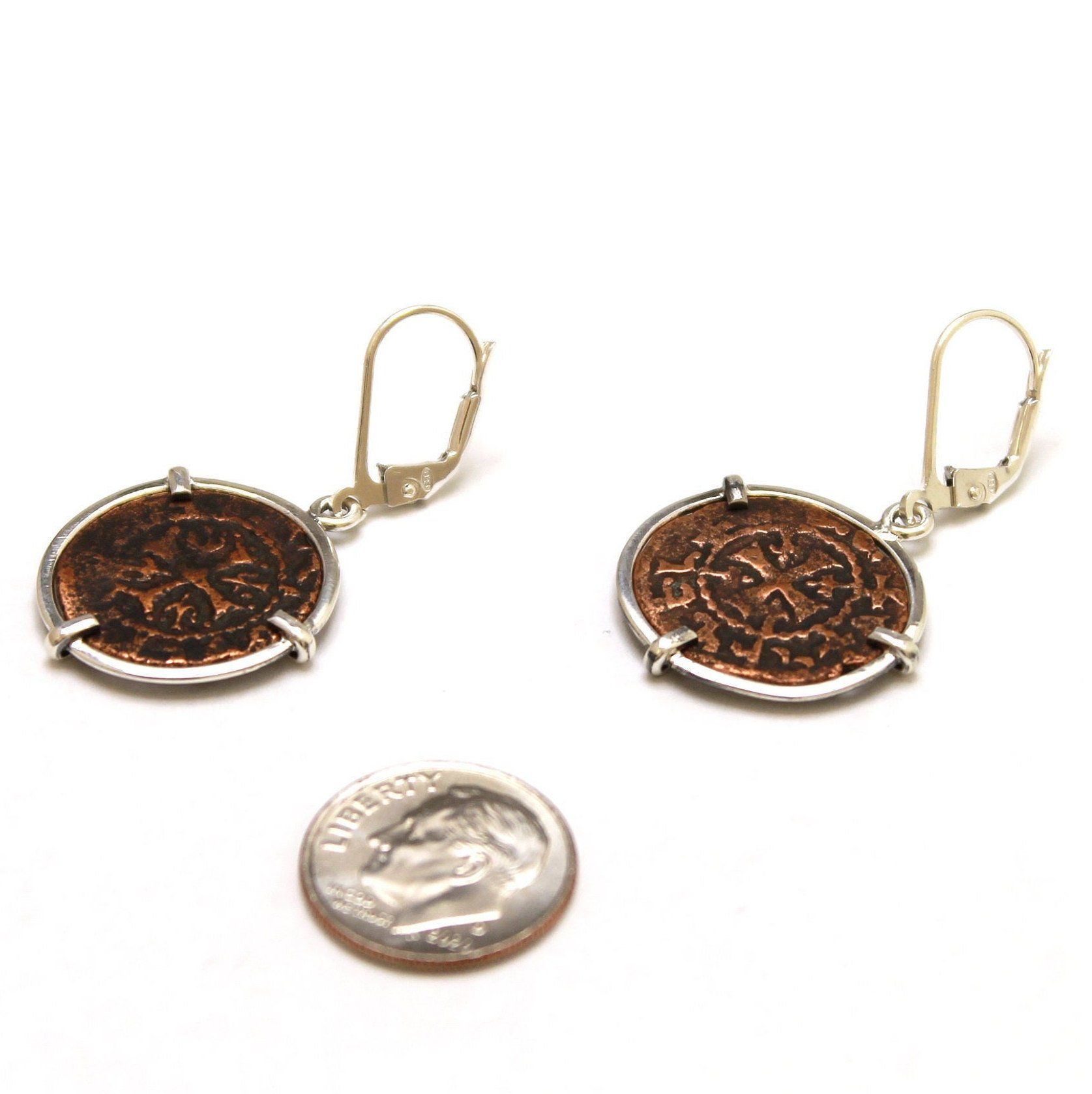 Sterling Silver Earrings, Kardez Crusader Coins, 7035