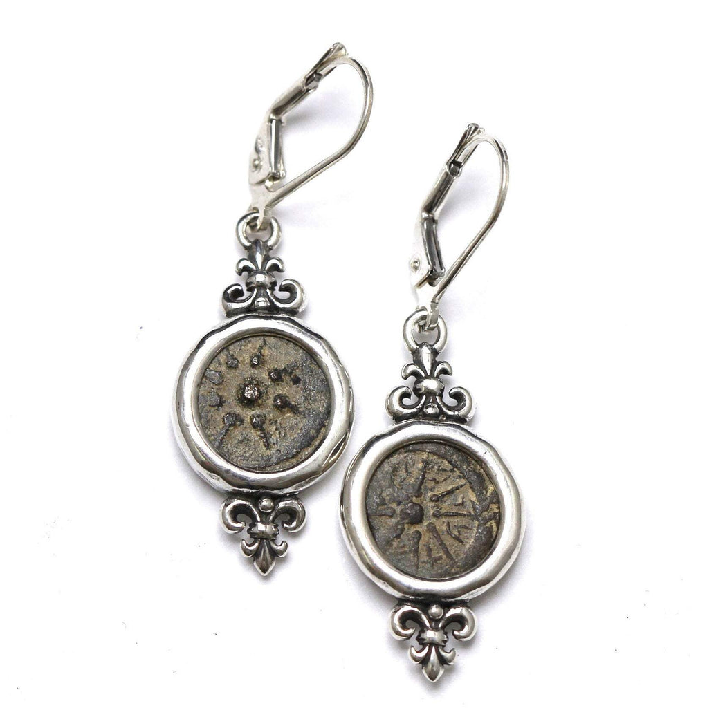 Sterling Silver Earrings, Widows Mite Coins, 7161