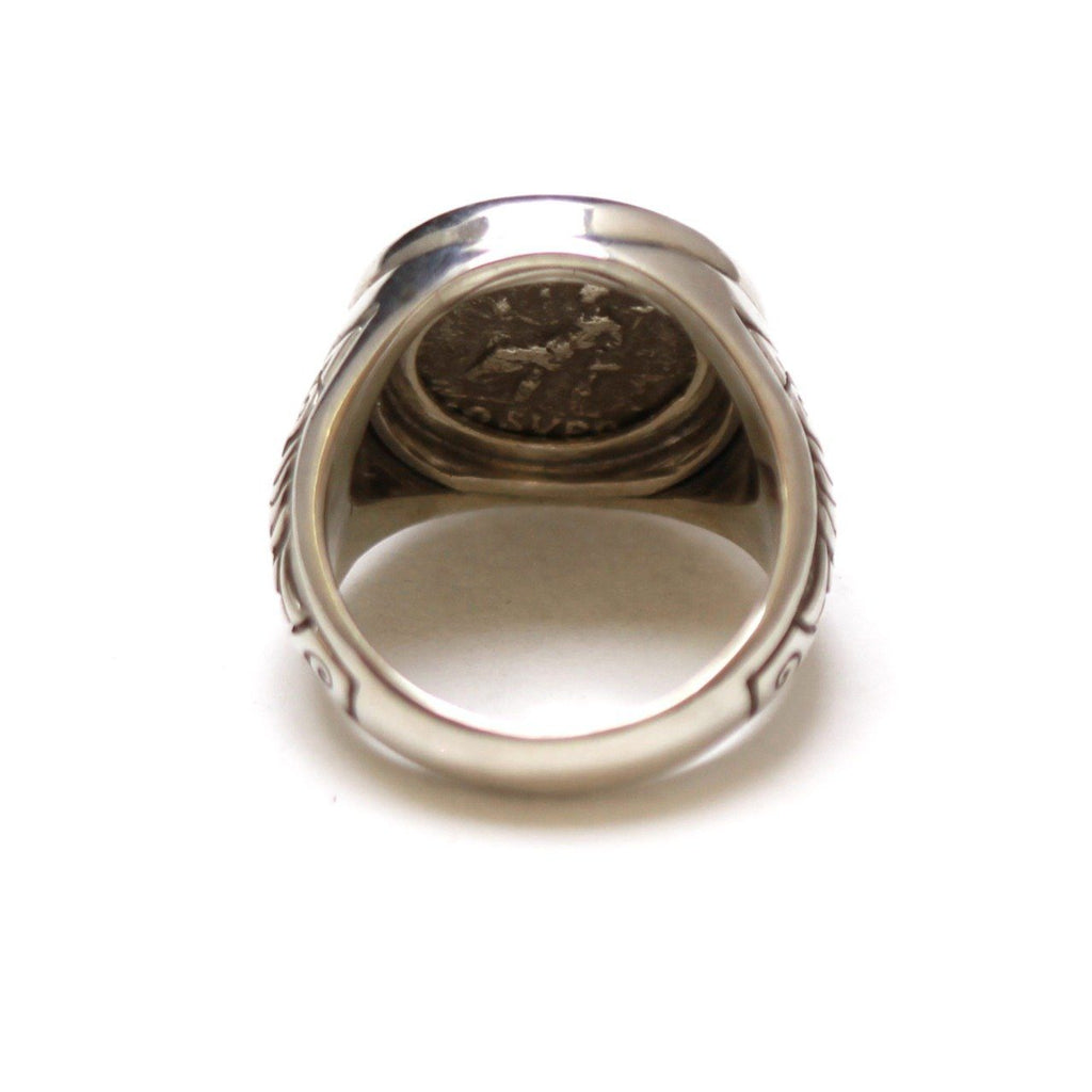 Sterling Silver Engraved Ring, Commodus, Ancient Roman Denarius Coin, ID13360 - Erez Ancient Coin Jewelry 