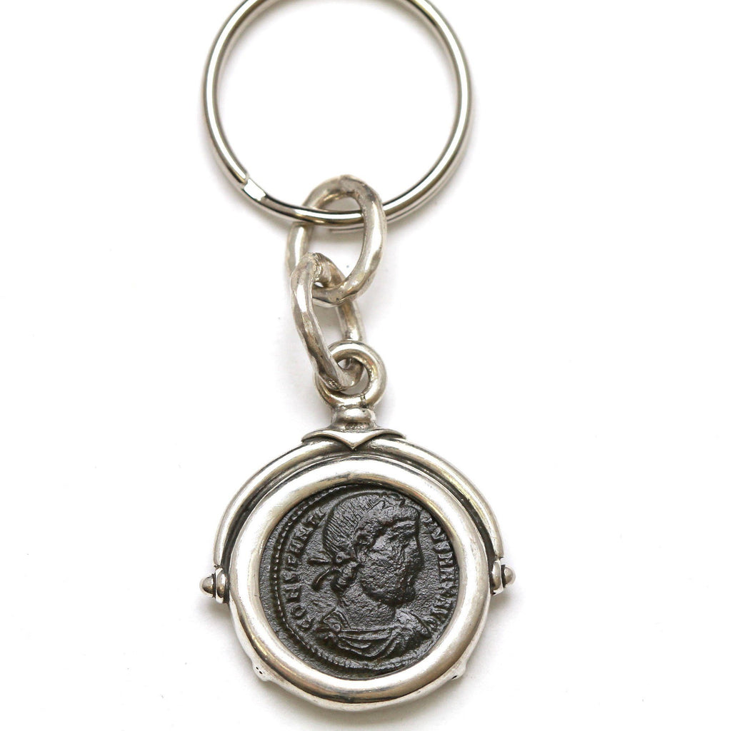 Sterling Silver Keychain, Constantine I (the Great), Ancient Roman Coin, 7113