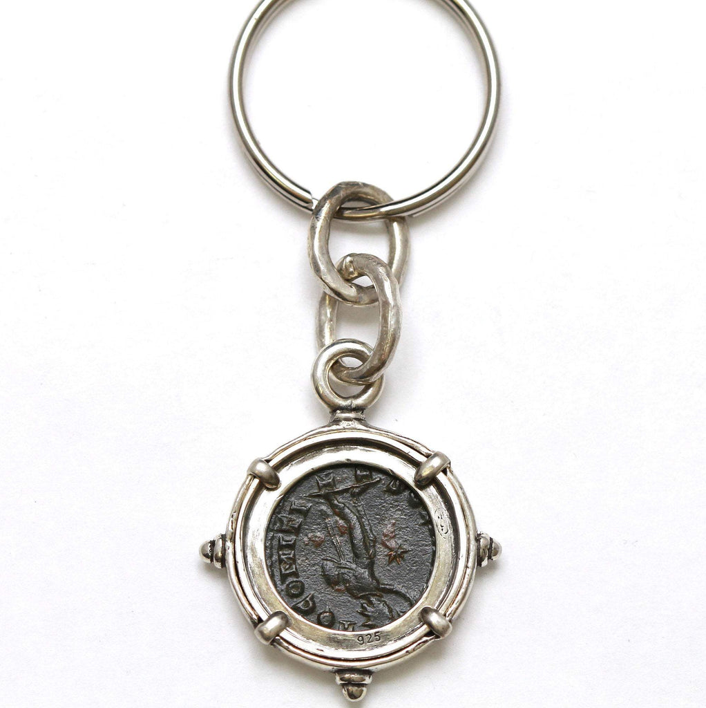 Sterling Silver Keychain, Constantine I (the Great), Ancient Roman Coin, 7114