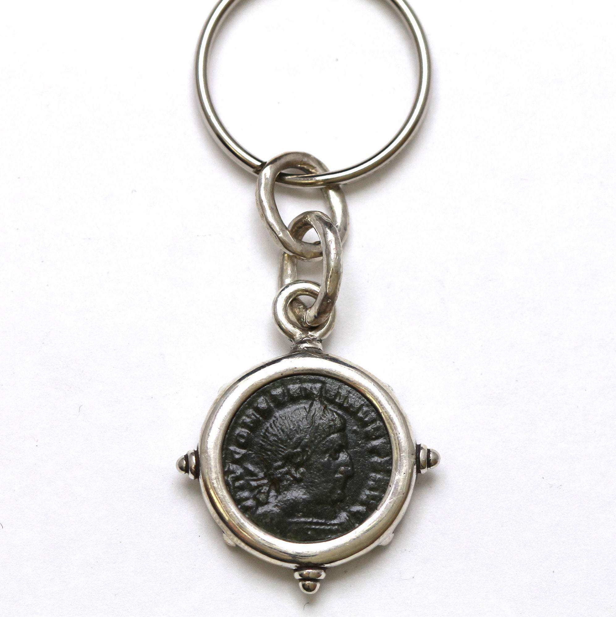 Sterling Silver Keychain, Constantine I (the Great), Ancient Roman Coin, 7114