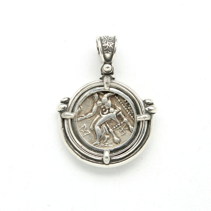 Sterling Silver Pendant, Alexander the Great, Kings of Macedon, Ancient Drachma Coin, ID13728