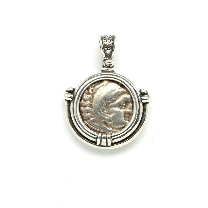 Sterling Silver Pendant, Alexander the Great, Kings of Macedon, Ancient Drachma Coin, ID13728