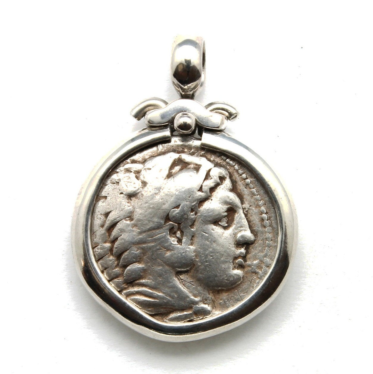 Sterling Silver Pendant, Alexander the Great, Kings of Macedon, Ancient Tetradrachm Coin, ID14028