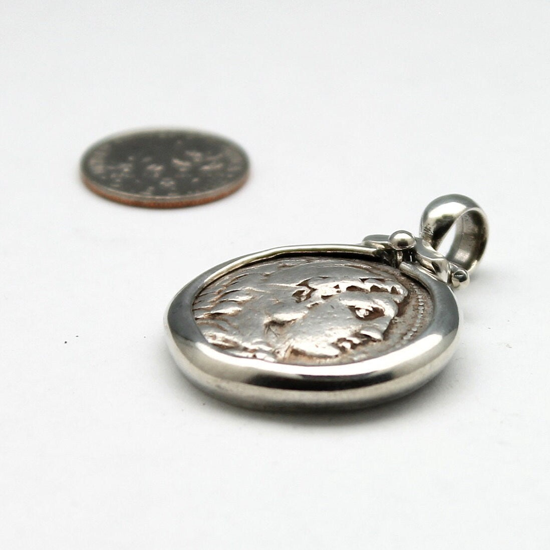 Sterling Silver Pendant, Alexander the Great, Kings of Macedon, Ancient Tetradrachm Coin, ID14028