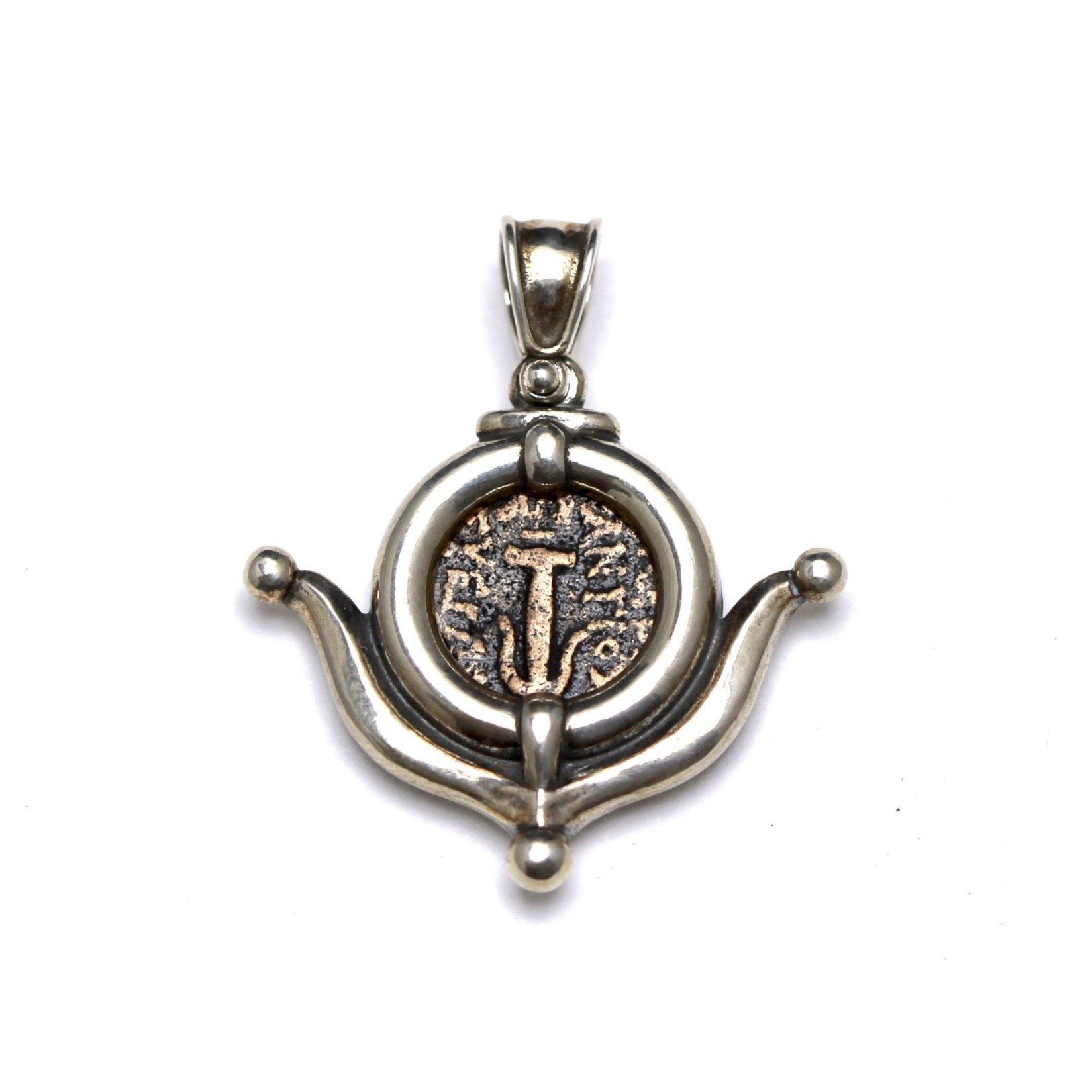 Sterling Silver Pendant, Anchor of Christ Coin,  w/Cert.  5189 - Erez Ancient Coin Jewelry 