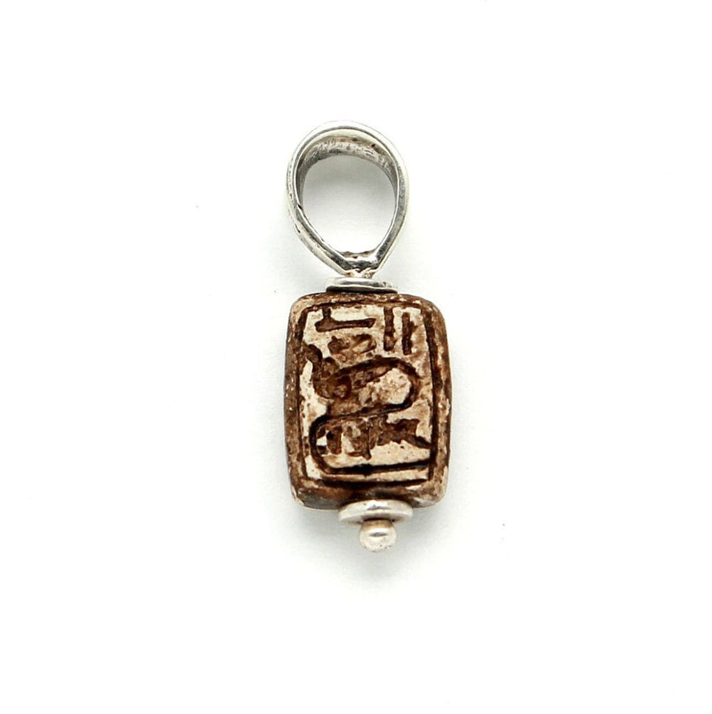 Sterling Silver Pendant, Ancient Egyptian Scarab, Hieroglyphs, ID13297