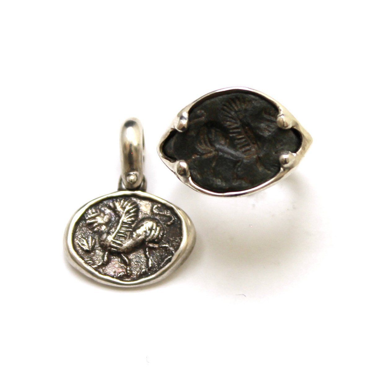 Sterling Silver Pendant and Ring Set, Griffen, ID13460