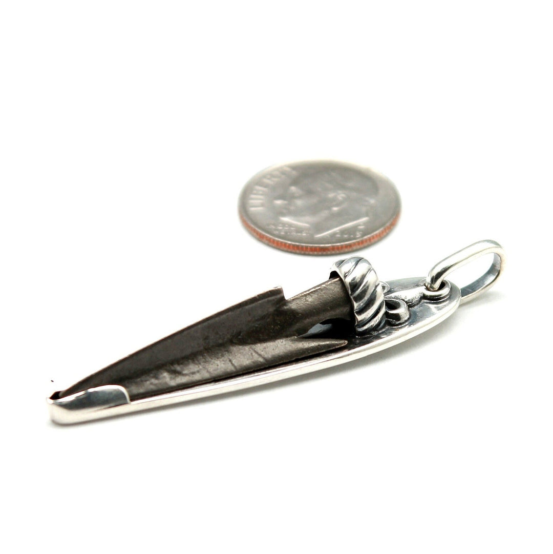 Sterling Silver Pendant, Bronze Arrowhead, Luristan, 7234