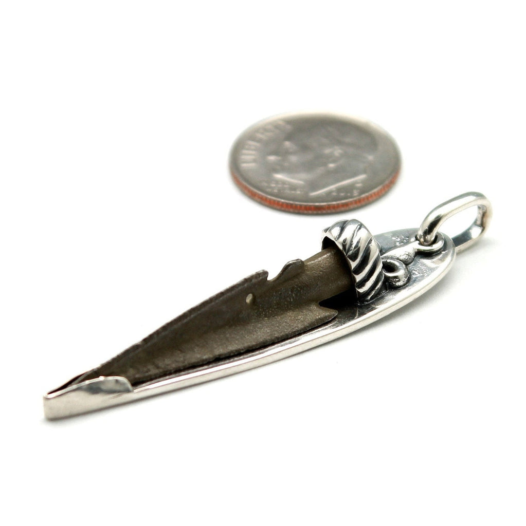Sterling Silver Pendant, Bronze Arrowhead, Luristan, 7236