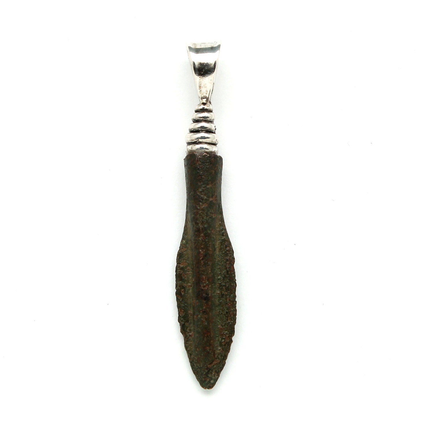 Sterling Silver Pendant, Bronze Arrowhead, Luristan, 7280