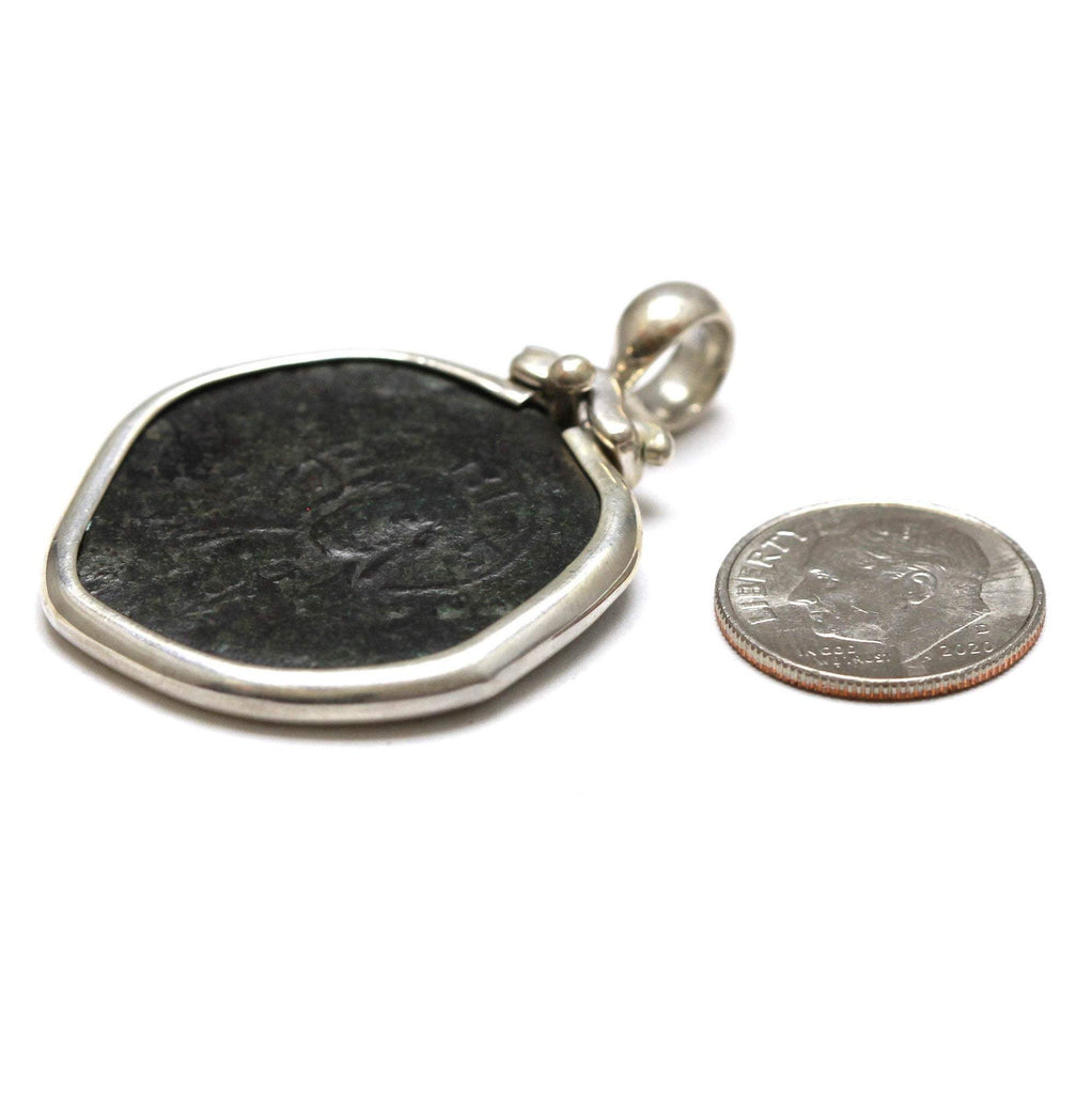 Sterling Silver Pendant, Byzantine Anonymous Folles, Jesus Image, 7067