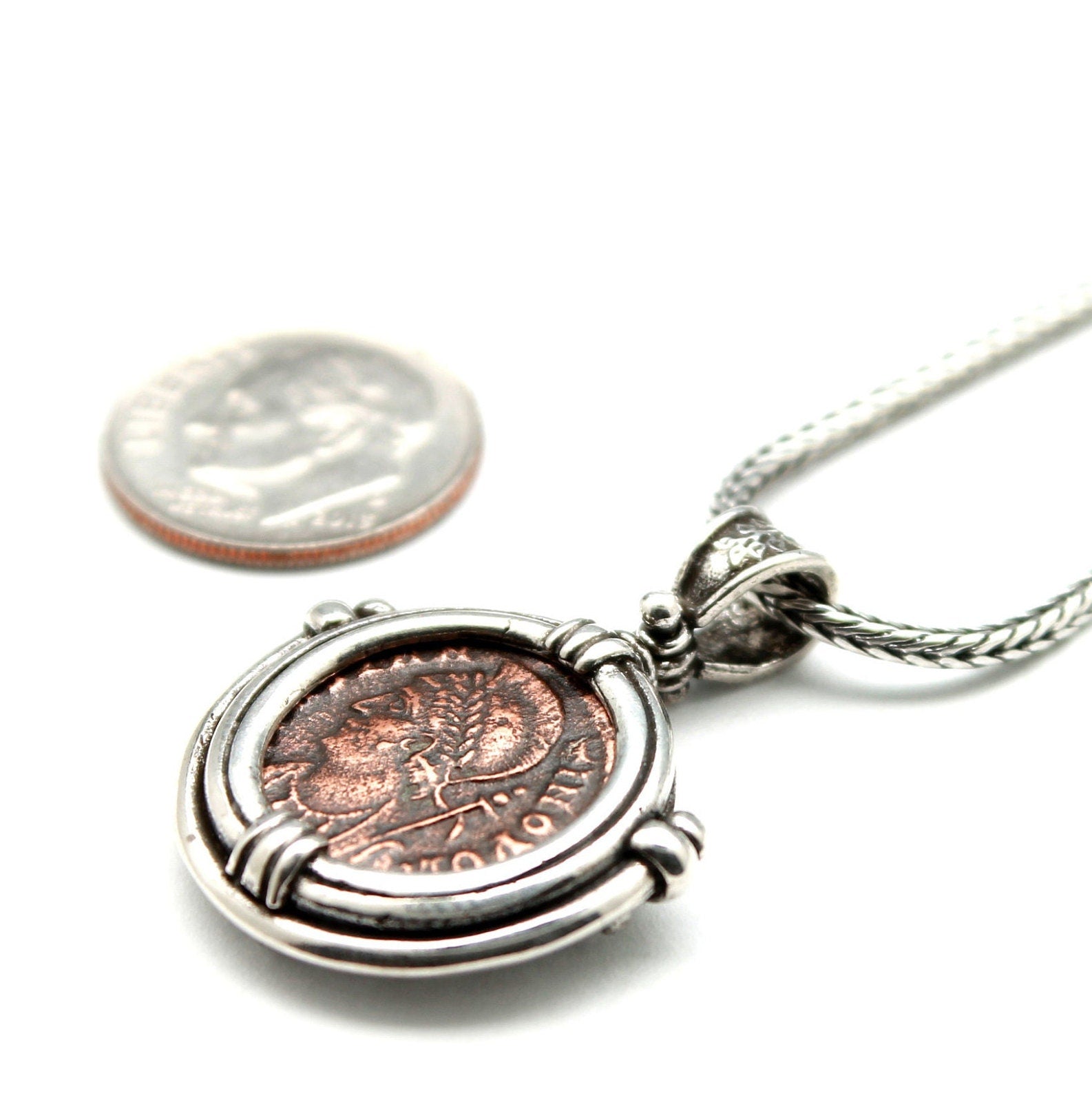 Sterling Silver Pendant, Commemorative Roman Bronze, 7240