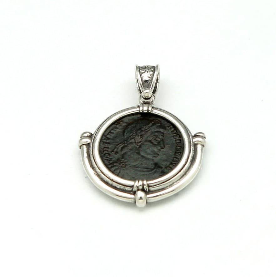 Sterling Silver Pendant, Constantine I, Roman Coin, 8074