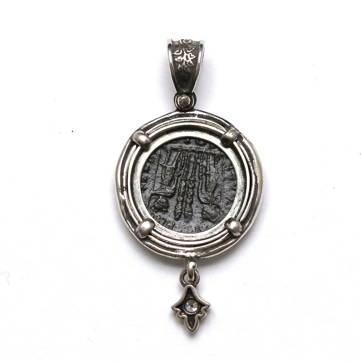 Sterling Silver Pendant, CZ Accent, Constantine I, Roman Coin, 7070