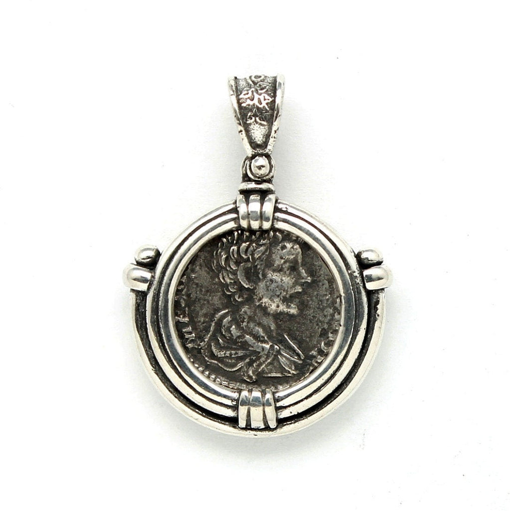 Sterling Silver Pendant, Geta, Roman Denarius, ID13232