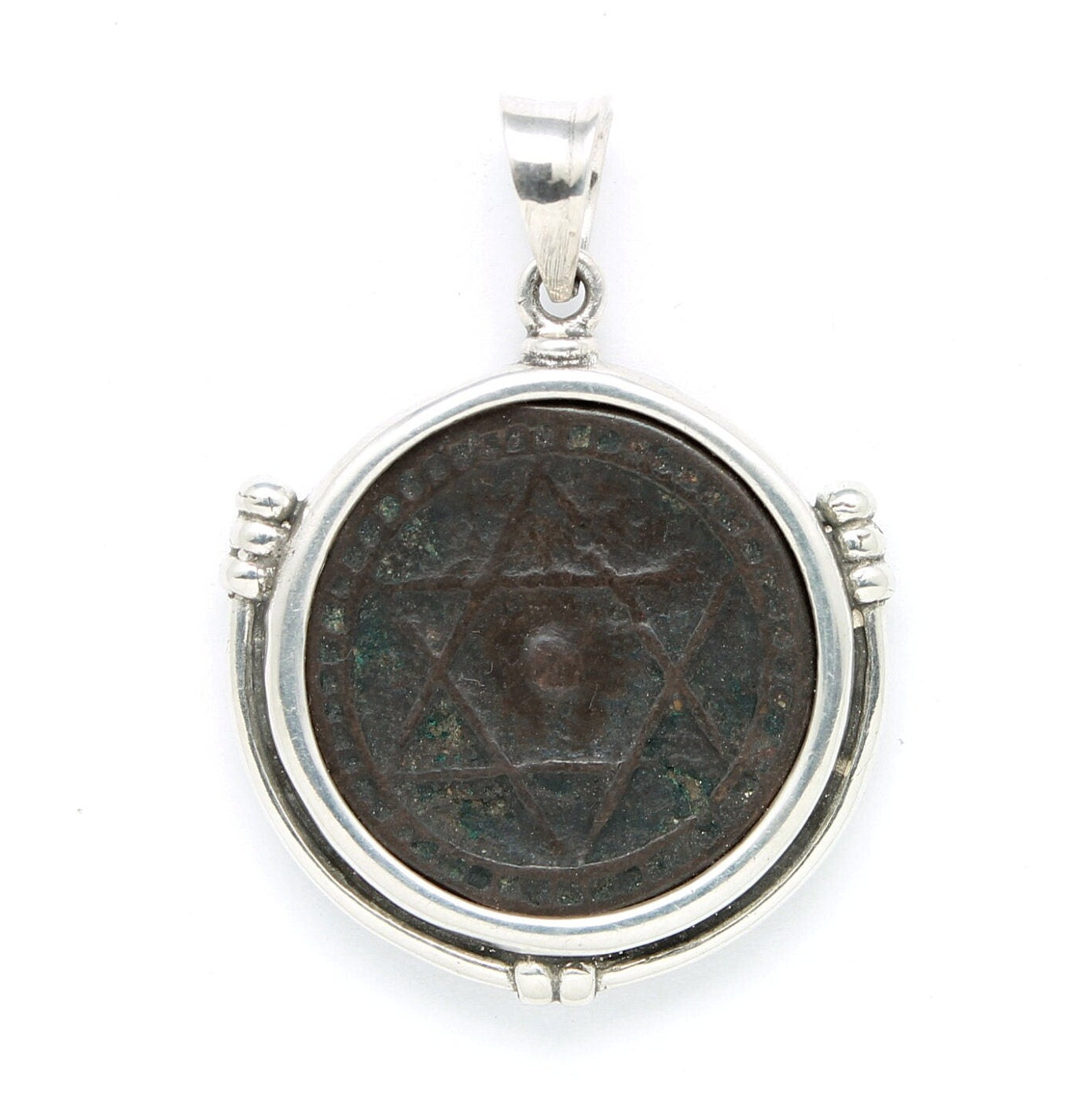 Sterling Silver Pendant, Moroccan Falus Coin, Genuine Ancient Coin, 7308