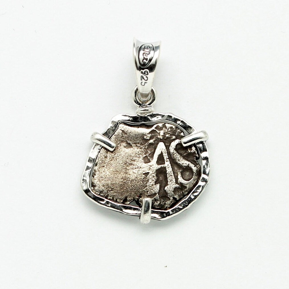 Sterling Silver Pendant, Rimac River, 1/2 Real Spanish Coin, 7288
