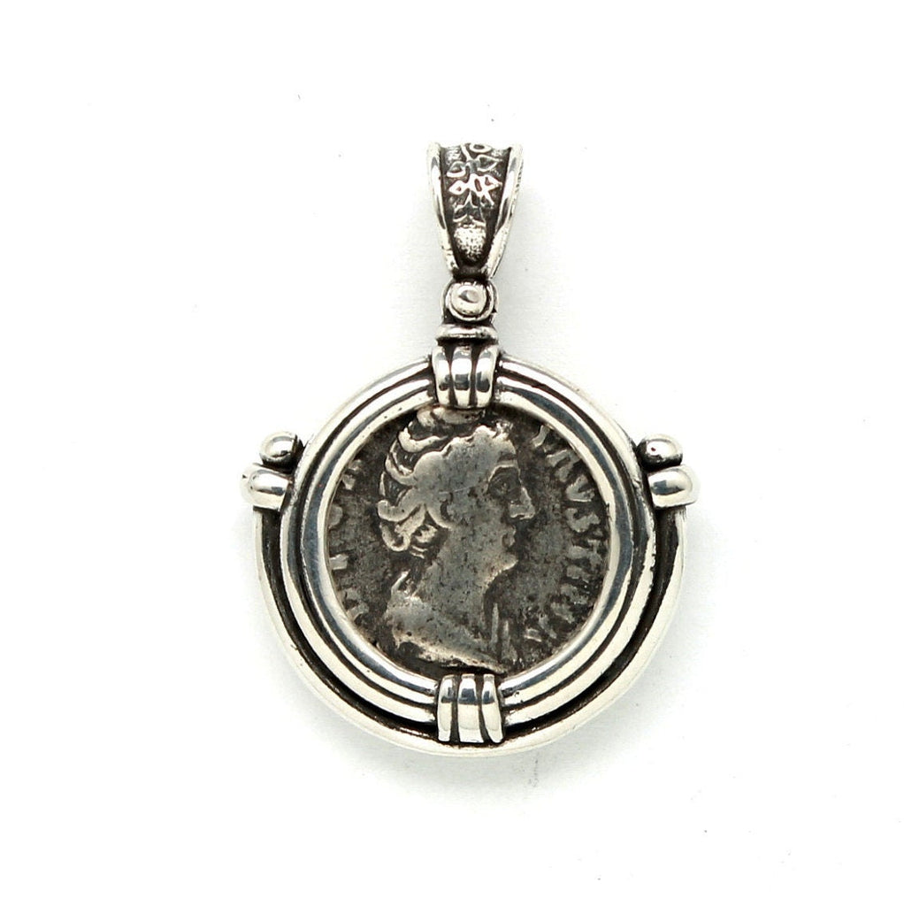Sterling Silver Pendant, Roman Denarius, Faustina Sr., ID13178
