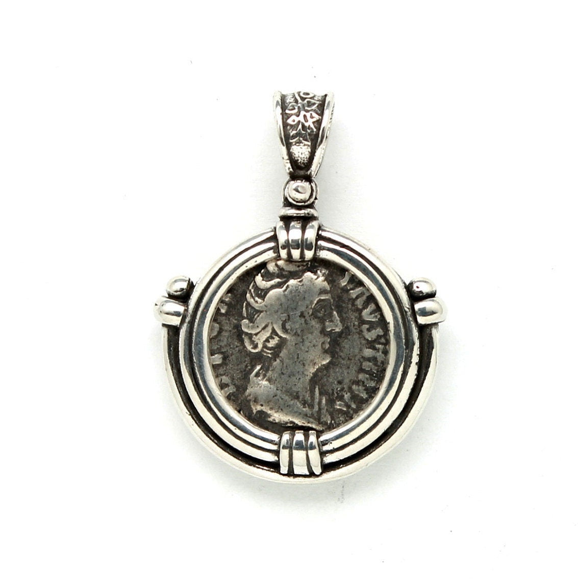 Sterling Silver Pendant, Roman Denarius, Faustina Sr., ID13178