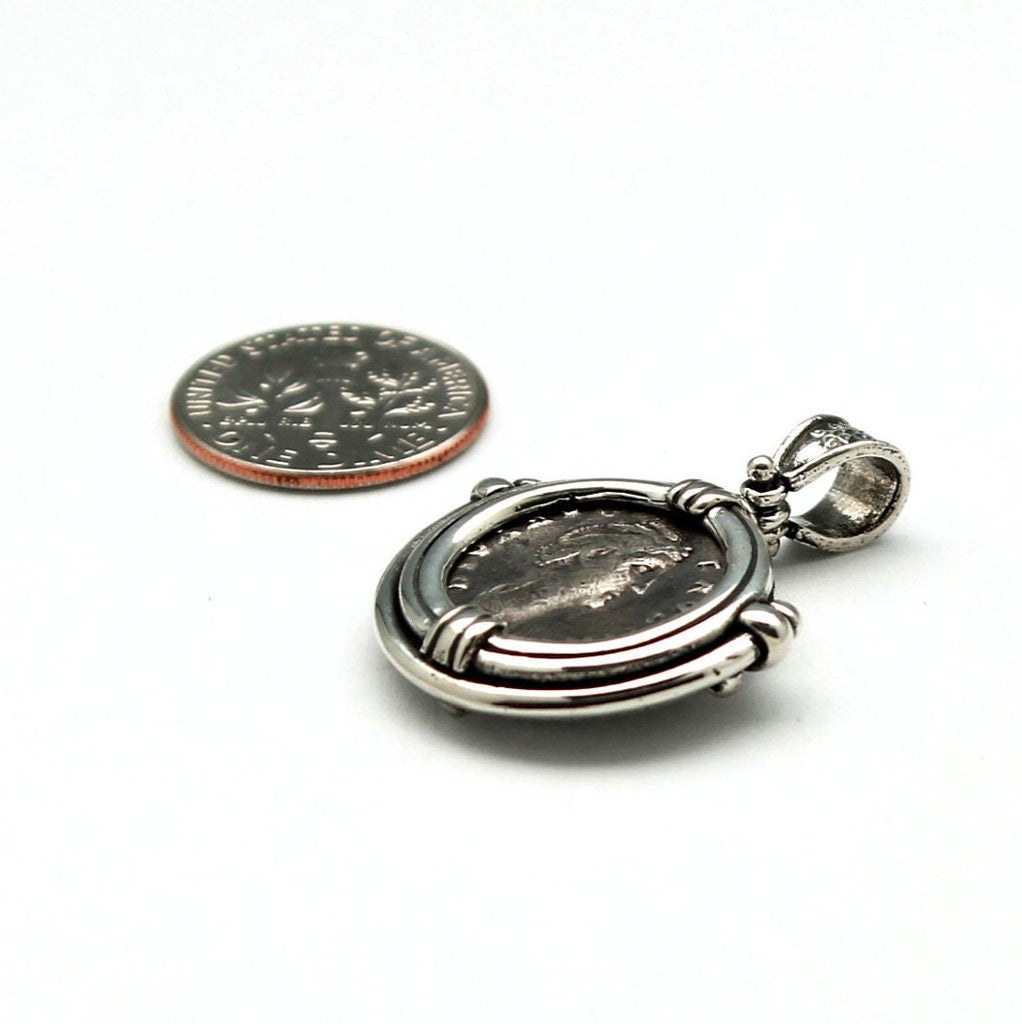 Sterling Silver Pendant, Roman Denarius, Faustina Sr., ID13219