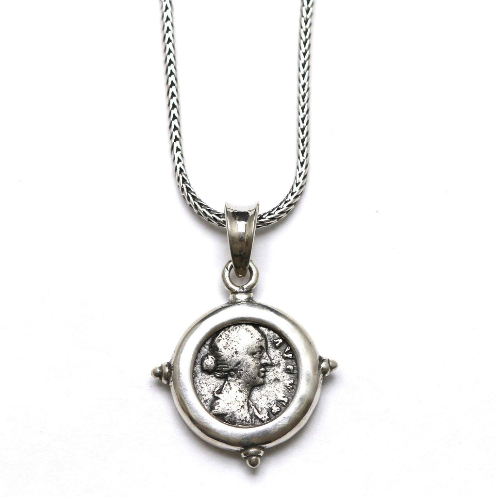 Sterling Silver Pendant, Roman Denarius, Faustina Sr., ID13247