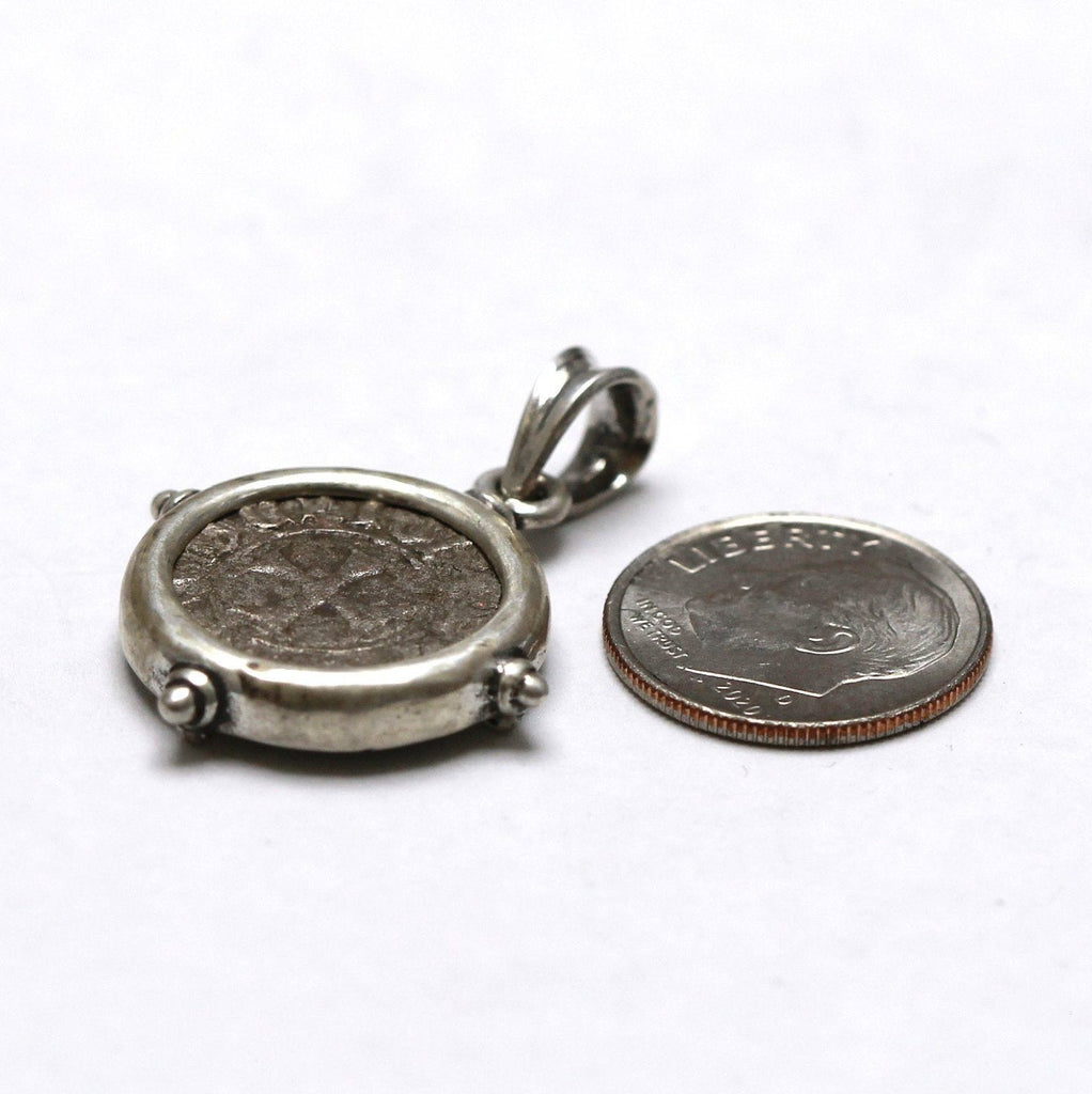 Sterling Silver Pendant, Tornesello Coin, 7096