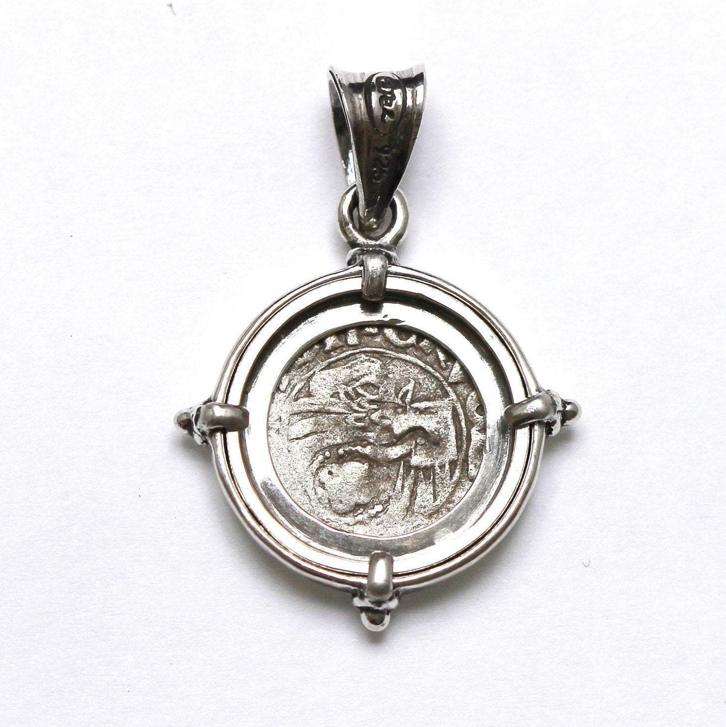 Sterling Silver Pendant, Tornesello Coin, 7107
