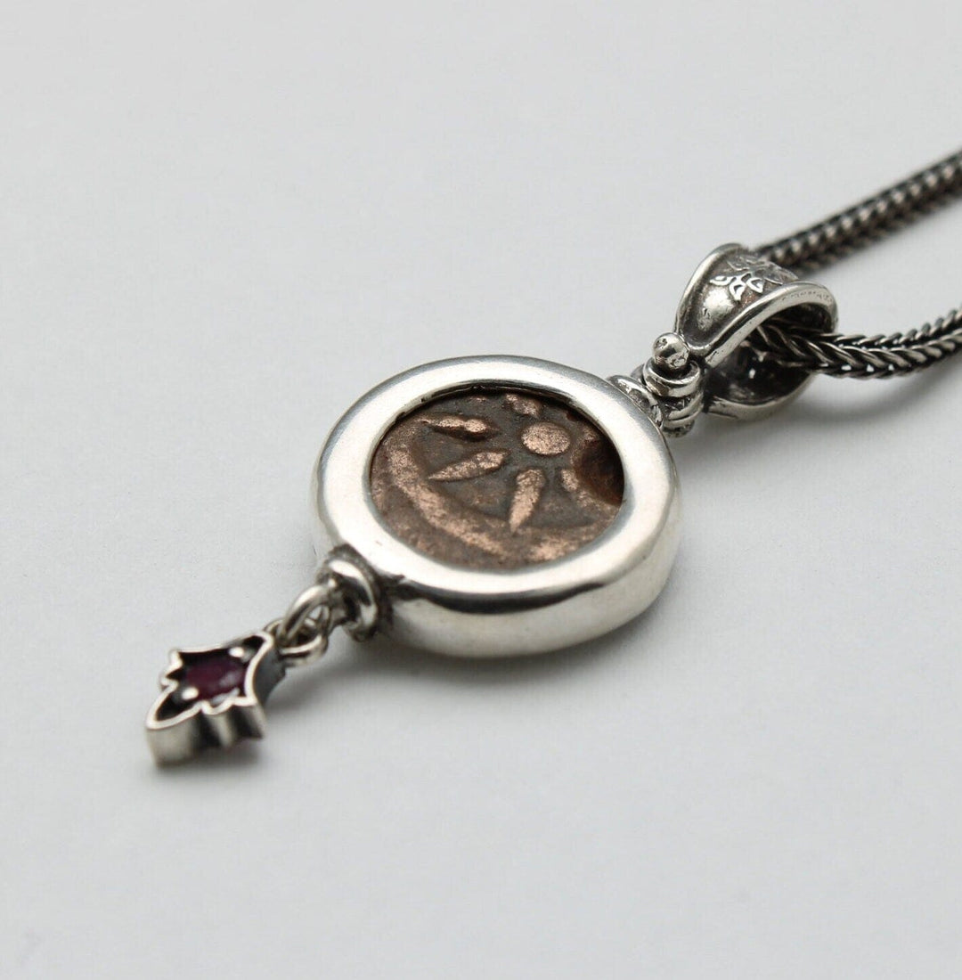 Sterling Silver Pendant, Widows Mite, Ancient Prutah Coin, 00203