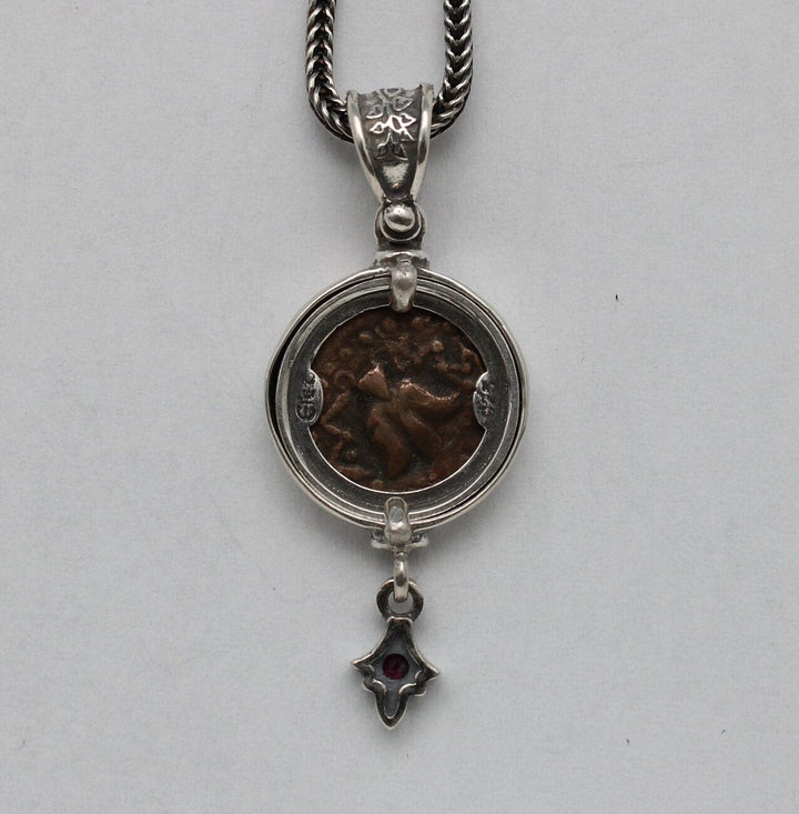 Sterling Silver Pendant, Widows Mite, Ancient Prutah Coin, 00203