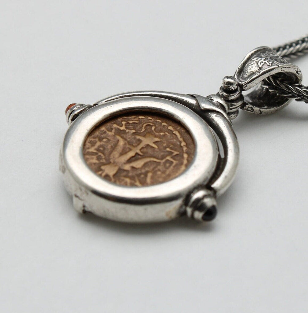 Sterling Silver Pendant, Widows Mite, Ancient Prutah Coin, 00209