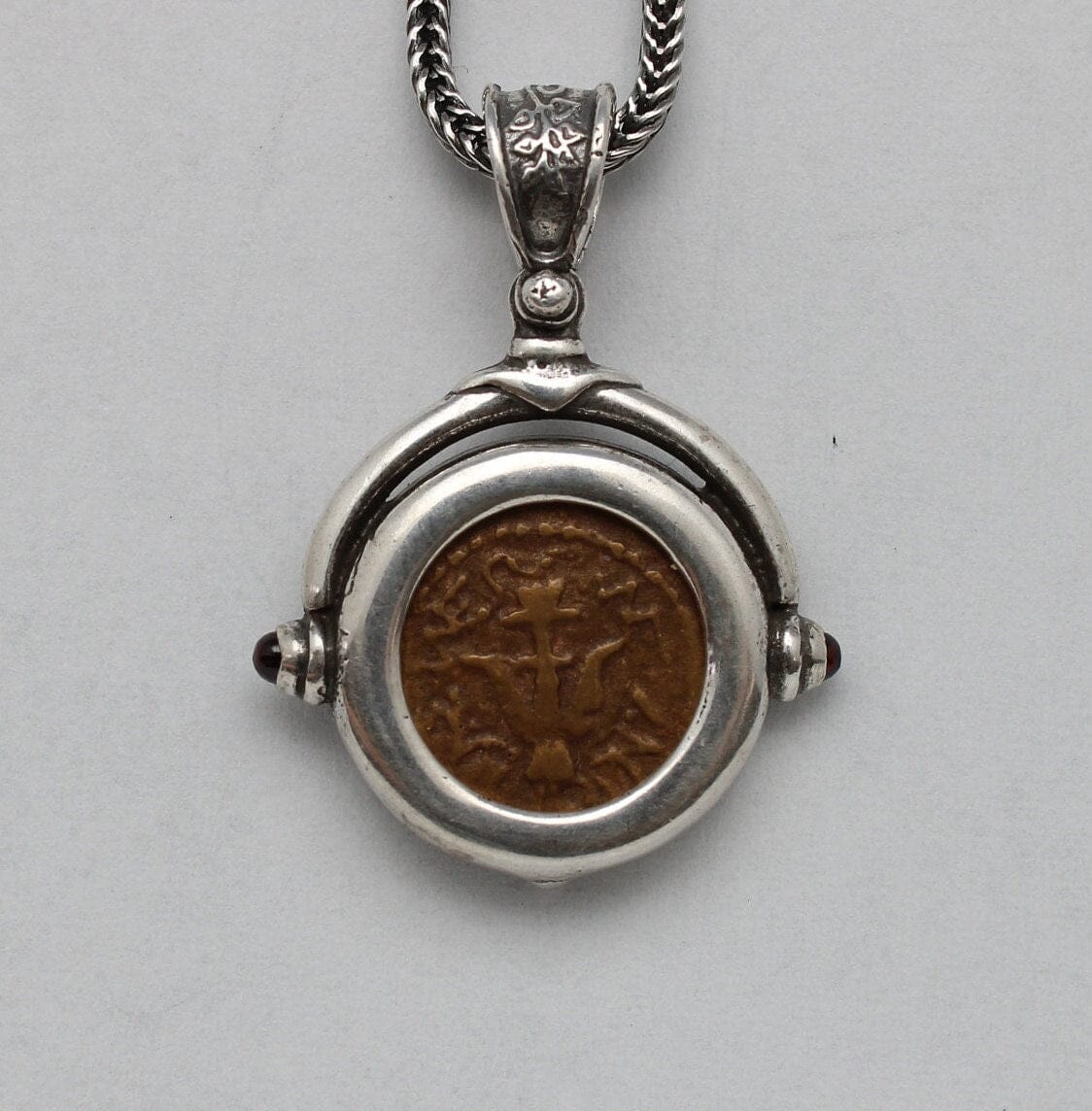 Sterling Silver Pendant, Widows Mite, Ancient Prutah Coin, 00209