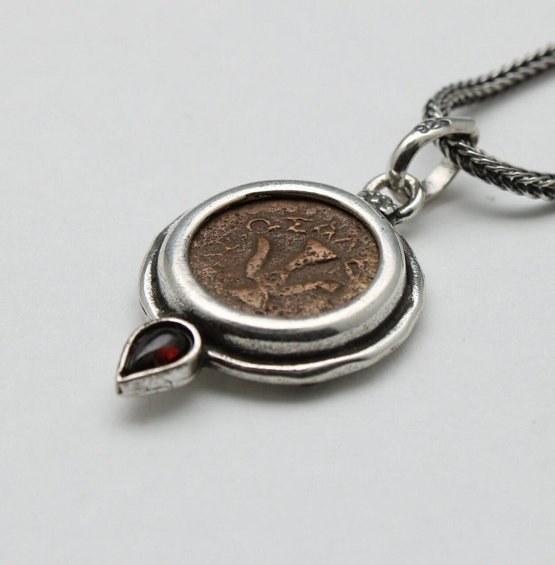 Sterling Silver Pendant, Widows Mite, Ancient Prutah Coin, 00211