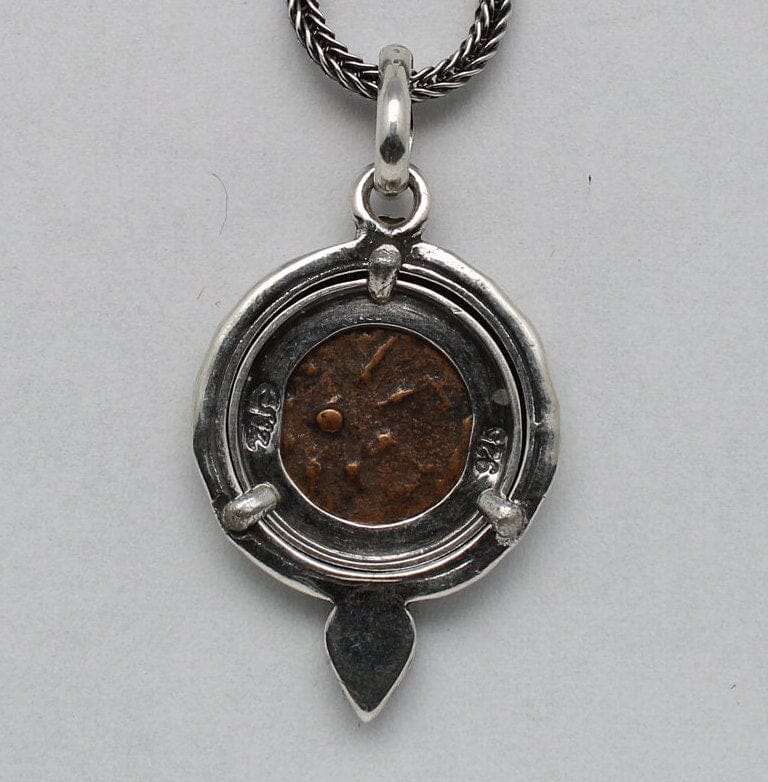 Sterling Silver Pendant, Widows Mite, Ancient Prutah Coin, 00211