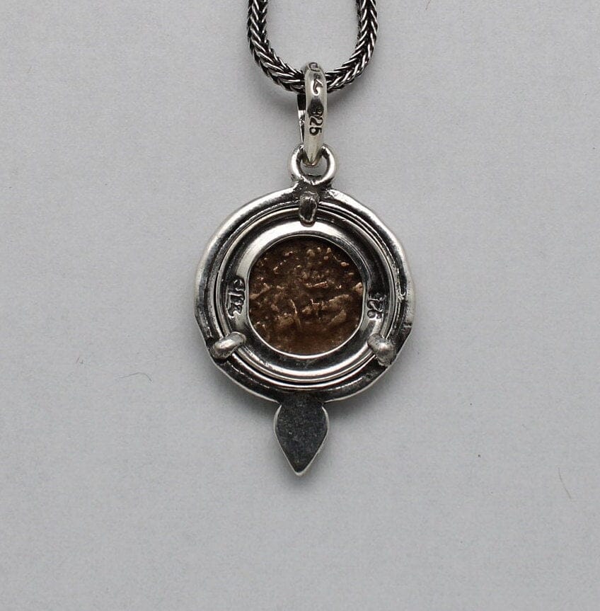 Sterling Silver Pendant, Widows Mite, Ancient Prutah Coin, 00212